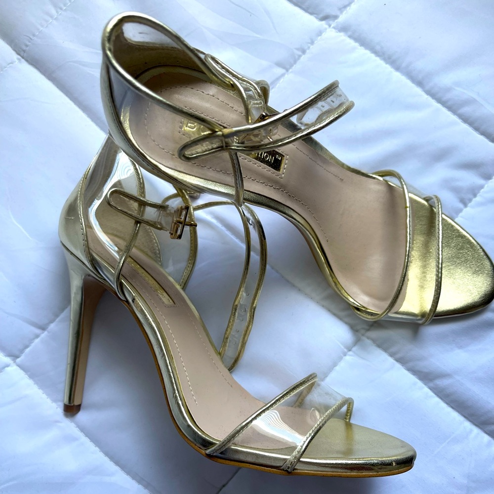 BCBGeneration High Heel Sandals clear/gold Size 8
